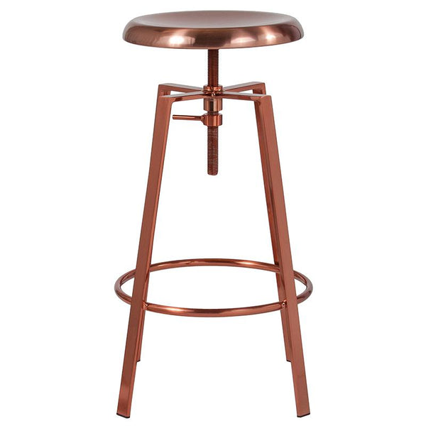 Toledo Industrial Style Barstool With Swivel Lift Adjustable Height Seat In Rose Gold Finish By Flash Furniture | Bar Stools | Modishstore - 2