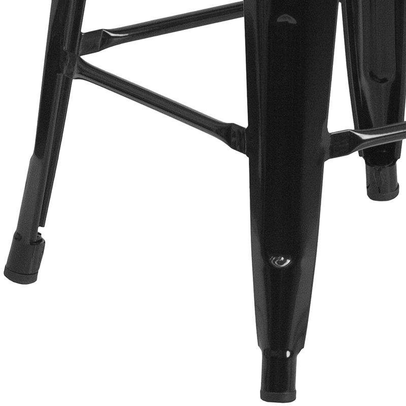 30" High Backless Black Metal Barstool With Square Wood Seat By Flash Furniture | Bar Stools | Modishstore - 3