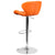 Contemporary Orange Vinyl Adjustable Height Barstool With Curved Back And Chrome Base By Flash Furniture | Bar Stools | Modishstore - 3