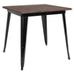 31.5" Square Black Metal Indoor Table With Walnut Rustic Wood Top By Flash Furniture | Dining Tables | Modishstore