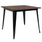 36" Square Black Metal Indoor Table With Walnut Rustic Wood Top By Flash Furniture | Dining Tables | Modishstore