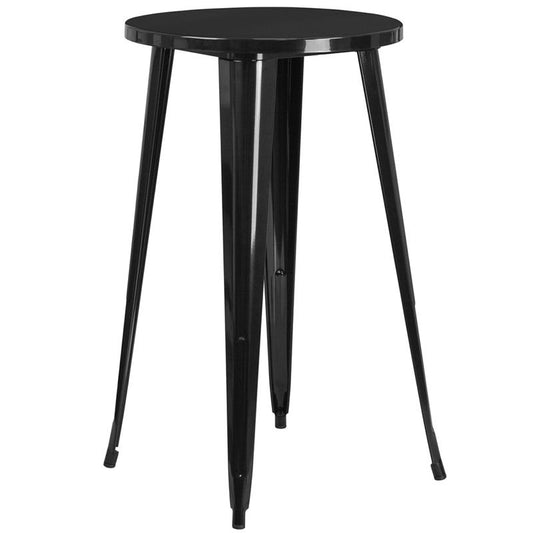 24'' Round Black Metal Indoor-Outdoor Bar Height Table By Flash Furniture | Outdoor Tables | Modishstore