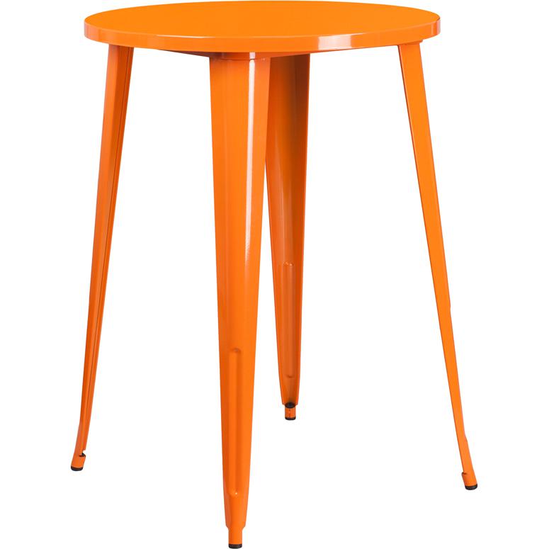 30'' Round Orange Metal Indoor-Outdoor Bar Height Table By Flash Furniture | Outdoor Tables | Modishstore
