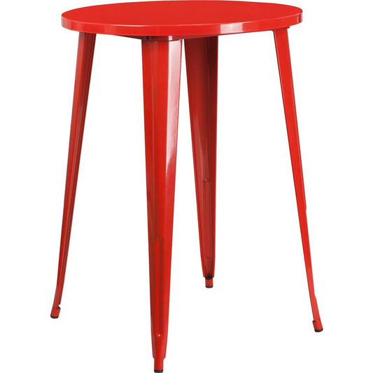 30'' Round Red Metal Indoor-Outdoor Bar Height Table By Flash Furniture | Outdoor Tables | Modishstore