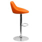 Contemporary Orange Vinyl Bucket Seat Adjustable Height Barstool With Diamond Pattern Back And Chrome Base By Flash Furniture | Bar Stools | Modishstore - 2