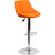 Contemporary Orange Vinyl Bucket Seat Adjustable Height Barstool With Diamond Pattern Back And Chrome Base By Flash Furniture | Bar Stools | Modishstore