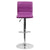 Modern Purple Vinyl Adjustable Bar Stool With Back, Counter Height Swivel Stool With Chrome Pedestal Base By Flash Furniture | Bar Stools | Modishstore - 4