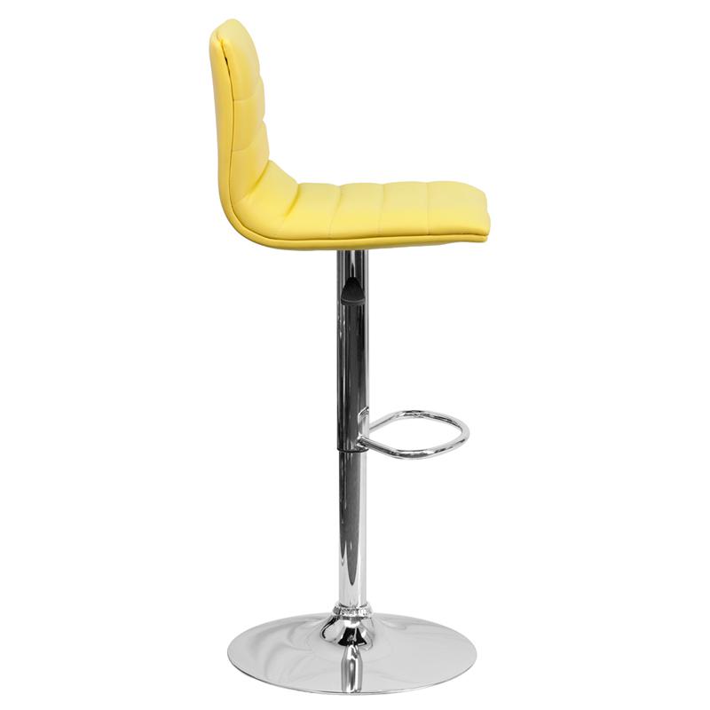 Modern Yellow Vinyl Adjustable Bar Stool With Back, Counter Height Swivel Stool With Chrome Pedestal Base By Flash Furniture | Bar Stools | Modishstore - 2