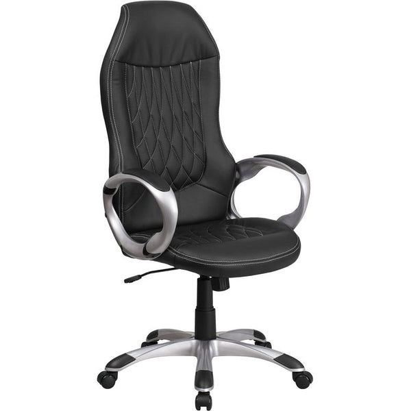 High Back Black Vinyl Executive Swivel Office Chair With Arms By Flash Furniture | Office Chairs | Modishstore