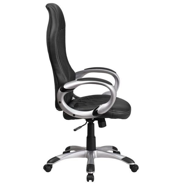 High Back Black Vinyl Executive Swivel Office Chair With Arms By Flash Furniture | Office Chairs | Modishstore - 2