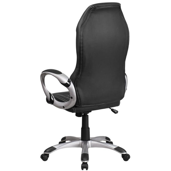 High Back Black Vinyl Executive Swivel Office Chair With Arms By Flash Furniture | Office Chairs | Modishstore - 3