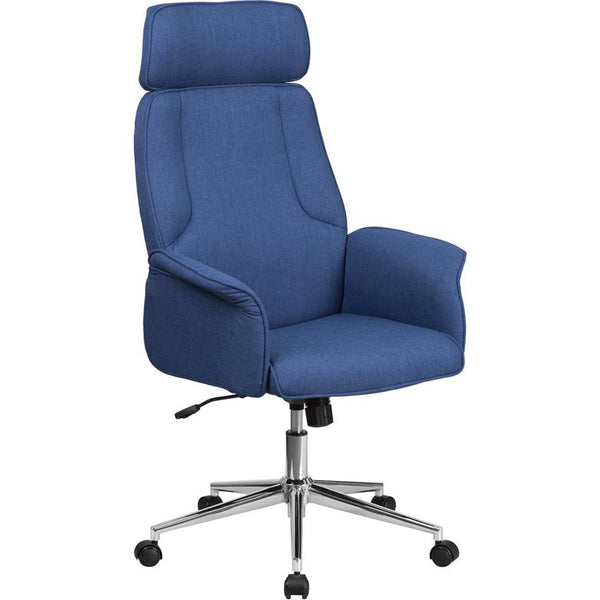 High Back Desk Chair | Blue Upholstered Swivel Chair For Desk And Office By Flash Furniture | Office Chairs | Modishstore