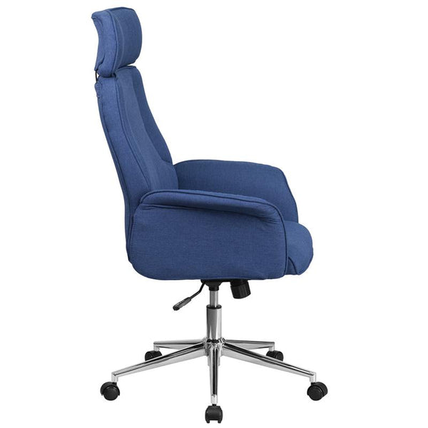 High Back Desk Chair | Blue Upholstered Swivel Chair For Desk And Office By Flash Furniture | Office Chairs | Modishstore - 2