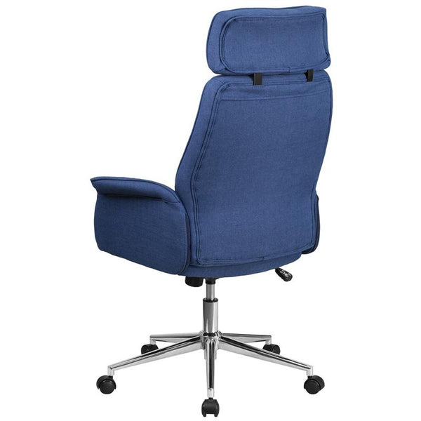 High Back Desk Chair | Blue Upholstered Swivel Chair For Desk And Office By Flash Furniture | Office Chairs | Modishstore - 3