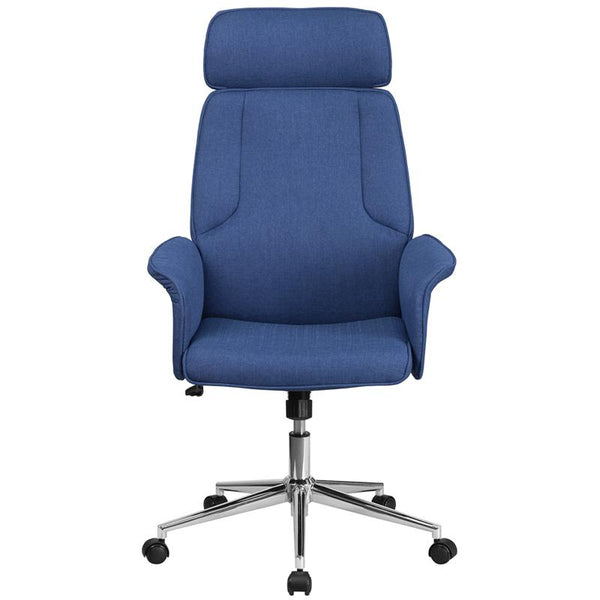 High Back Desk Chair | Blue Upholstered Swivel Chair For Desk And Office By Flash Furniture | Office Chairs | Modishstore - 4