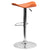 Contemporary Orange Vinyl Adjustable Height Barstool With Wavy Seat And Chrome Base By Flash Furniture | Bar Stools | Modishstore - 3