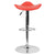 Contemporary Red Vinyl Adjustable Height Barstool With Wavy Seat And Chrome Base By Flash Furniture | Bar Stools | Modishstore - 4
