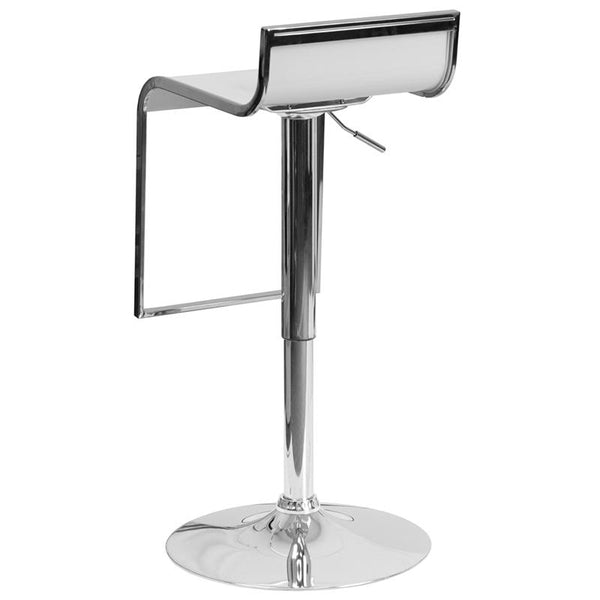 Contemporary White Plastic Adjustable Height Barstool With Chrome Drop Frame By Flash Furniture | Bar Stools | Modishstore - 3
