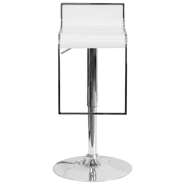 Contemporary White Plastic Adjustable Height Barstool With Chrome Drop Frame By Flash Furniture | Bar Stools | Modishstore - 4