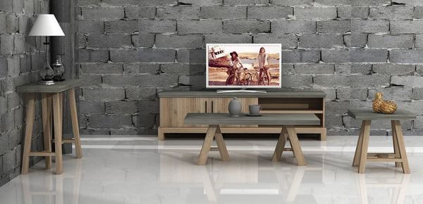 Vig Furniture Modrest Civic Modern Concrete & Acacia End Table | Modishstore | End Tables-5
