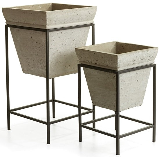 Concretelite Cailen Square Pots on Stands “ Set of 2