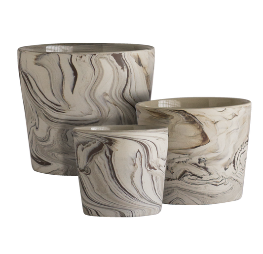 Agateware Cachepot - Set/3 | Planters, Troughs & Cachepots | Modishstore