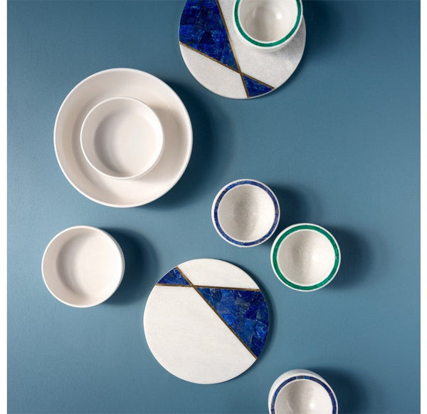 Bowl, Marble w/ Malachite Inlay/Lapis Inlay  by Gold Leaf Design Group | Decorative Bowls | Modishstore-4