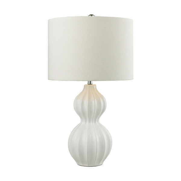 Dimond Lighting Ribbed Gourd Table Lamp in Gloss White Ceramic Table Lamps, Dimond Lighting, - Modish Store