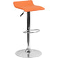Contemporary Orange Vinyl Adjustable Height Barstool With Solid Wave Seat And Chrome Base By Flash Furniture | Bar Stools | Modishstore