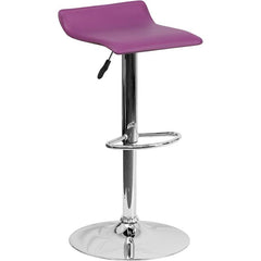 Contemporary Purple Vinyl Adjustable Height Barstool With Solid Wave Seat And Chrome Base By Flash Furniture