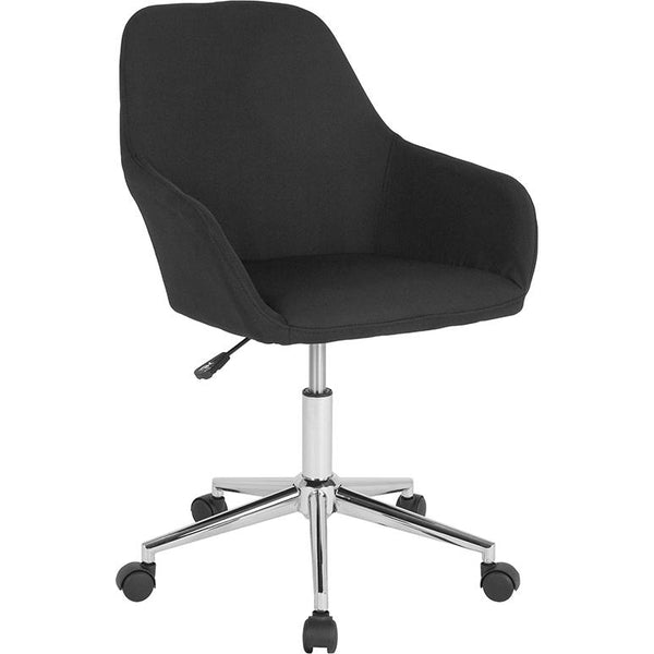 Cortana Home And Office Mid-Back Chair In Black Fabric By Flash Furniture | Office Chairs | Modishstore