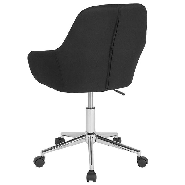 Cortana Home And Office Mid-Back Chair In Black Fabric By Flash Furniture | Office Chairs | Modishstore - 3