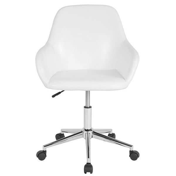 Cortana Home And Office Mid-Back Chair In White Leathersoft By Flash Furniture | Office Chairs | Modishstore - 4