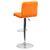 Contemporary Orange Quilted Vinyl Adjustable Height Barstool With Chrome Base By Flash Furniture | Bar Stools | Modishstore - 3