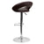 Contemporary Brown Vinyl Rounded Orbit-Style Back Adjustable Height Barstool With Chrome Base By Flash Furniture | Bar Stools | Modishstore - 3