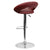 Contemporary Burgundy Vinyl Rounded Orbit-Style Back Adjustable Height Barstool With Chrome Base By Flash Furniture | Bar Stools | Modishstore - 3