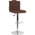 Bellagio Contemporary Adjustable Height Barstool With Accent Nail Trim In Brown Fabric By Flash Furniture | Bar Stools | Modishstore