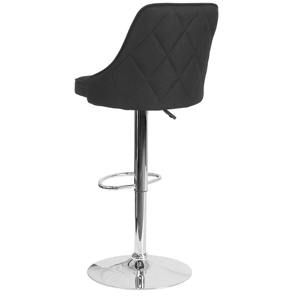 Trieste Contemporary Adjustable Height Barstool In Black Fabric By Flash Furniture | Bar Stools | Modishstore - 3