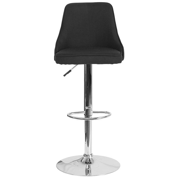 Trieste Contemporary Adjustable Height Barstool In Black Fabric By Flash Furniture | Bar Stools | Modishstore - 4