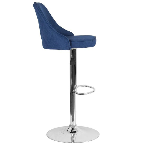 Trieste Contemporary Adjustable Height Barstool In Blue Fabric By Flash Furniture | Bar Stools | Modishstore - 2