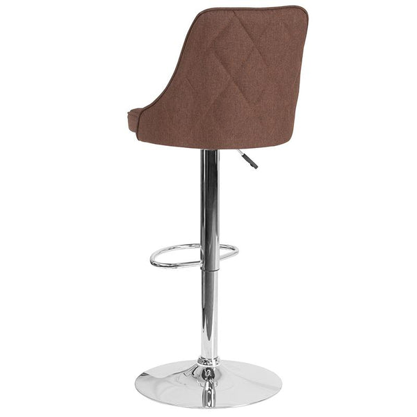 Trieste Contemporary Adjustable Height Barstool In Brown Fabric By Flash Furniture | Bar Stools | Modishstore - 3