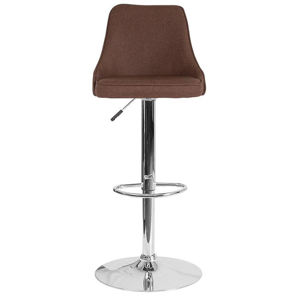Trieste Contemporary Adjustable Height Barstool In Brown Fabric By Flash Furniture | Bar Stools | Modishstore - 4