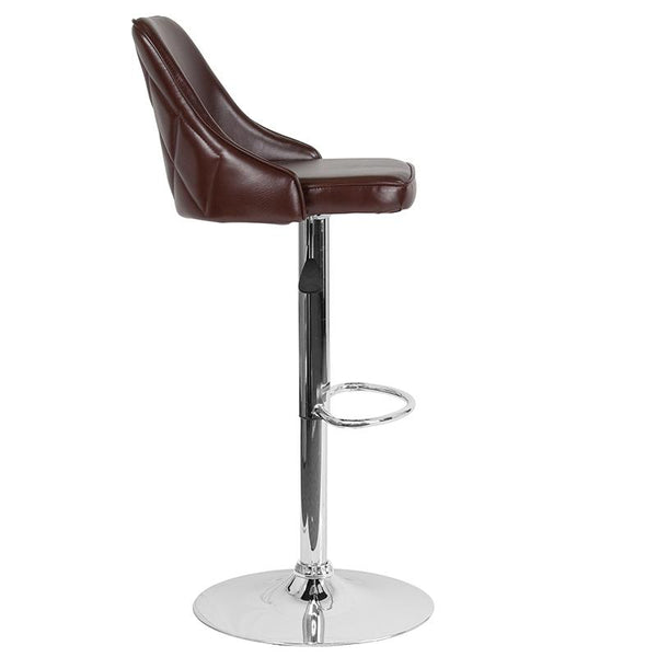 Trieste Contemporary Adjustable Height Barstool In Brown Leathersoft By Flash Furniture | Bar Stools | Modishstore - 2