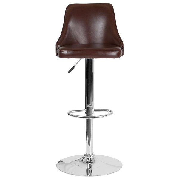Trieste Contemporary Adjustable Height Barstool In Brown Leathersoft By Flash Furniture | Bar Stools | Modishstore - 4
