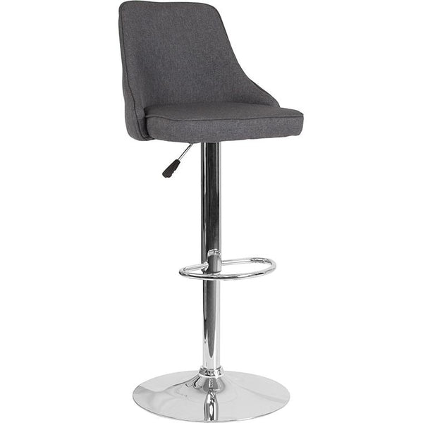 Trieste Contemporary Adjustable Height Barstool In Dark Gray Fabric By Flash Furniture | Bar Stools | Modishstore
