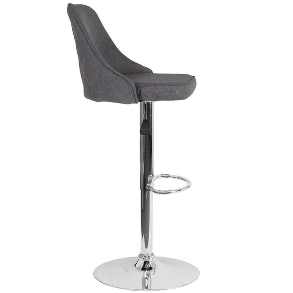 Trieste Contemporary Adjustable Height Barstool In Dark Gray Fabric By Flash Furniture | Bar Stools | Modishstore - 2