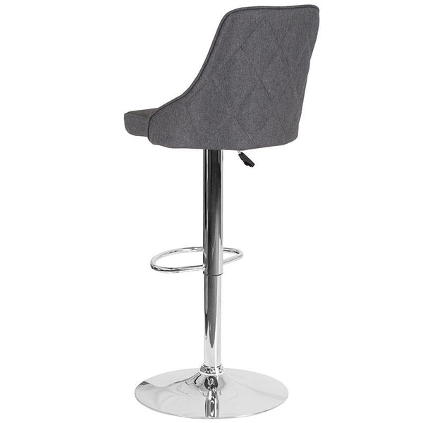 Trieste Contemporary Adjustable Height Barstool In Dark Gray Fabric By Flash Furniture | Bar Stools | Modishstore - 3