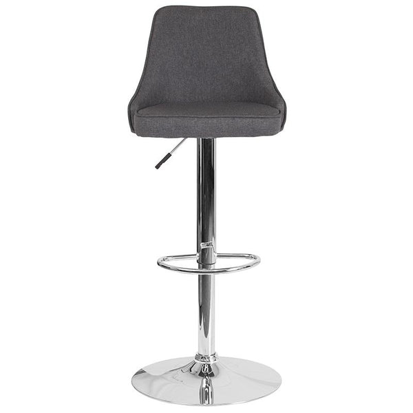 Trieste Contemporary Adjustable Height Barstool In Dark Gray Fabric By Flash Furniture | Bar Stools | Modishstore - 4