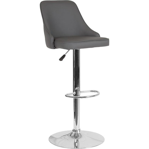 Trieste Contemporary Adjustable Height Barstool In Gray Leathersoft By Flash Furniture | Bar Stools | Modishstore