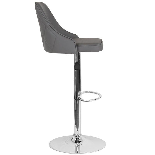 Trieste Contemporary Adjustable Height Barstool In Gray Leathersoft By Flash Furniture | Bar Stools | Modishstore - 2